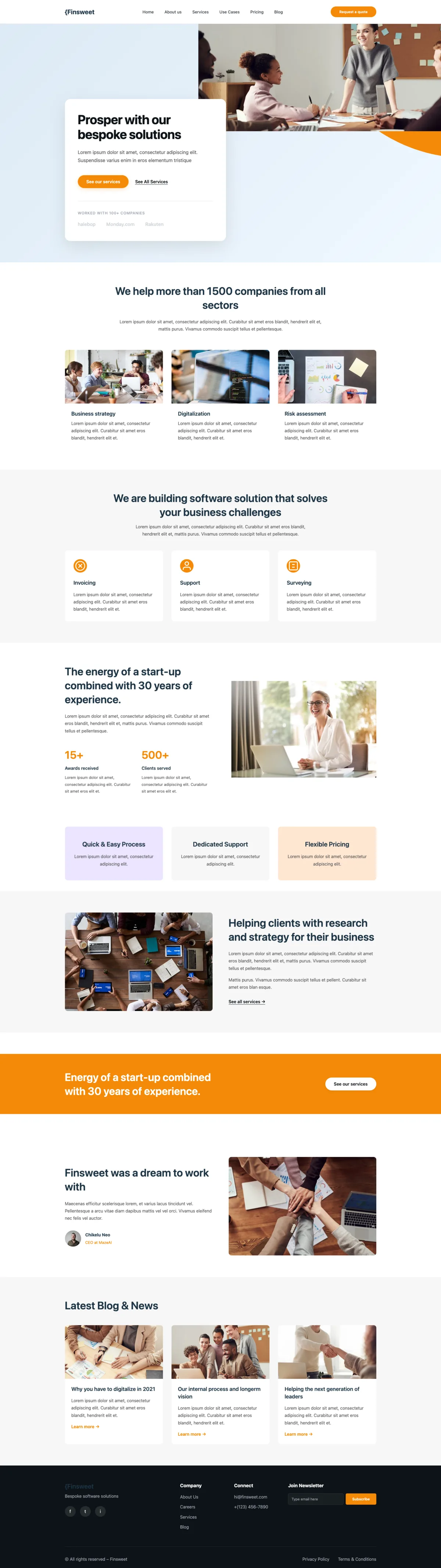 Example of a polished business website design